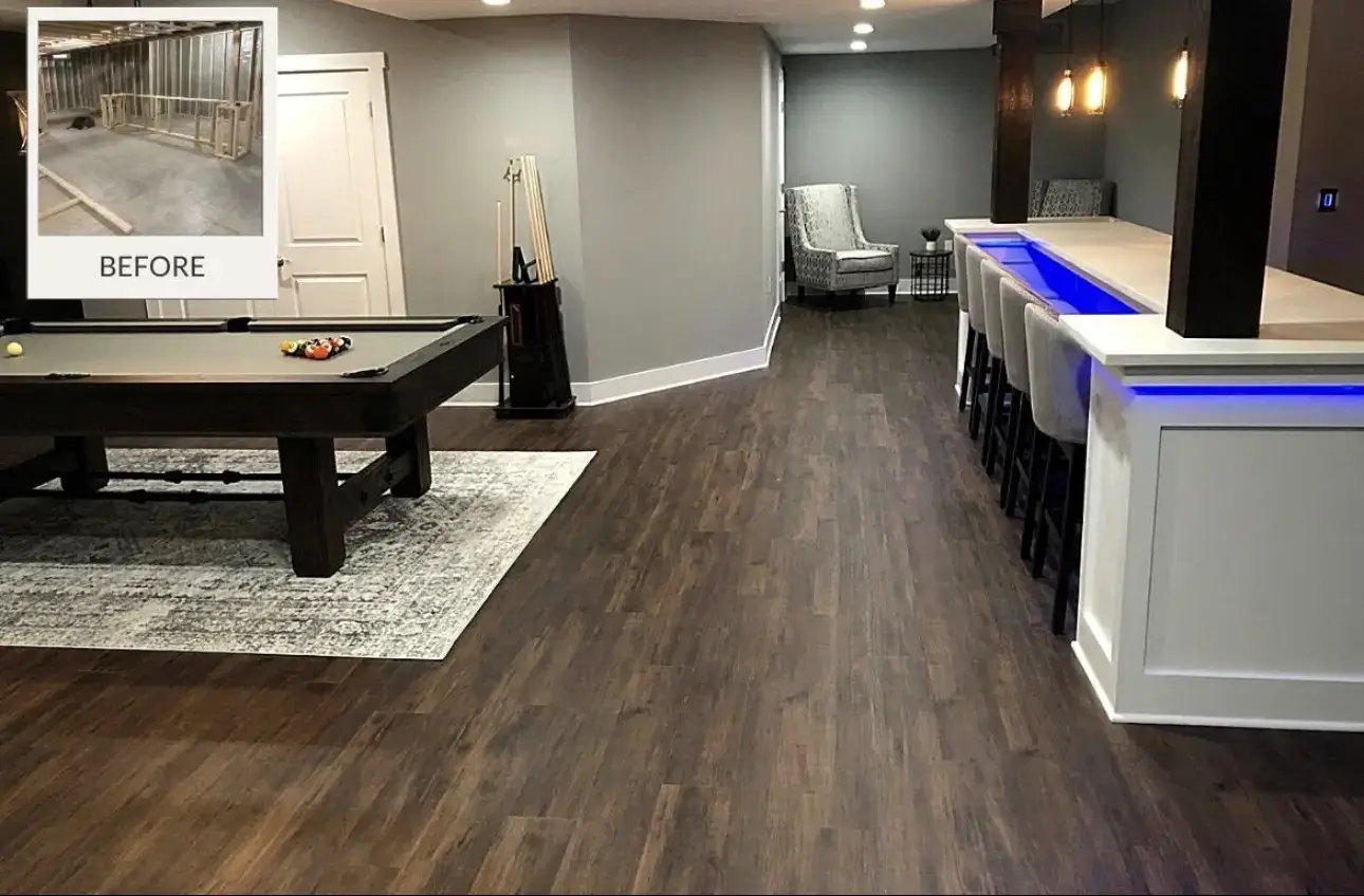 Finished basement remodeling project by Prime Build Solution LLC in Arlington VA