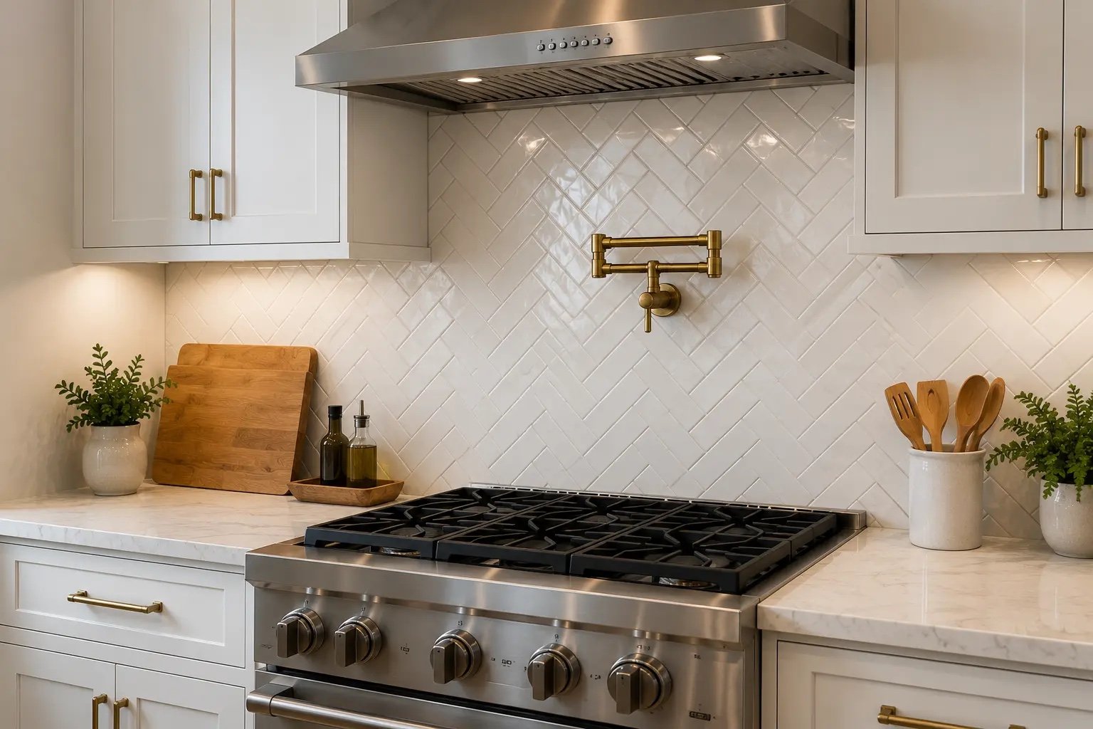 Kitchen backsplash installation Arlington VA — tile backsplash detail work