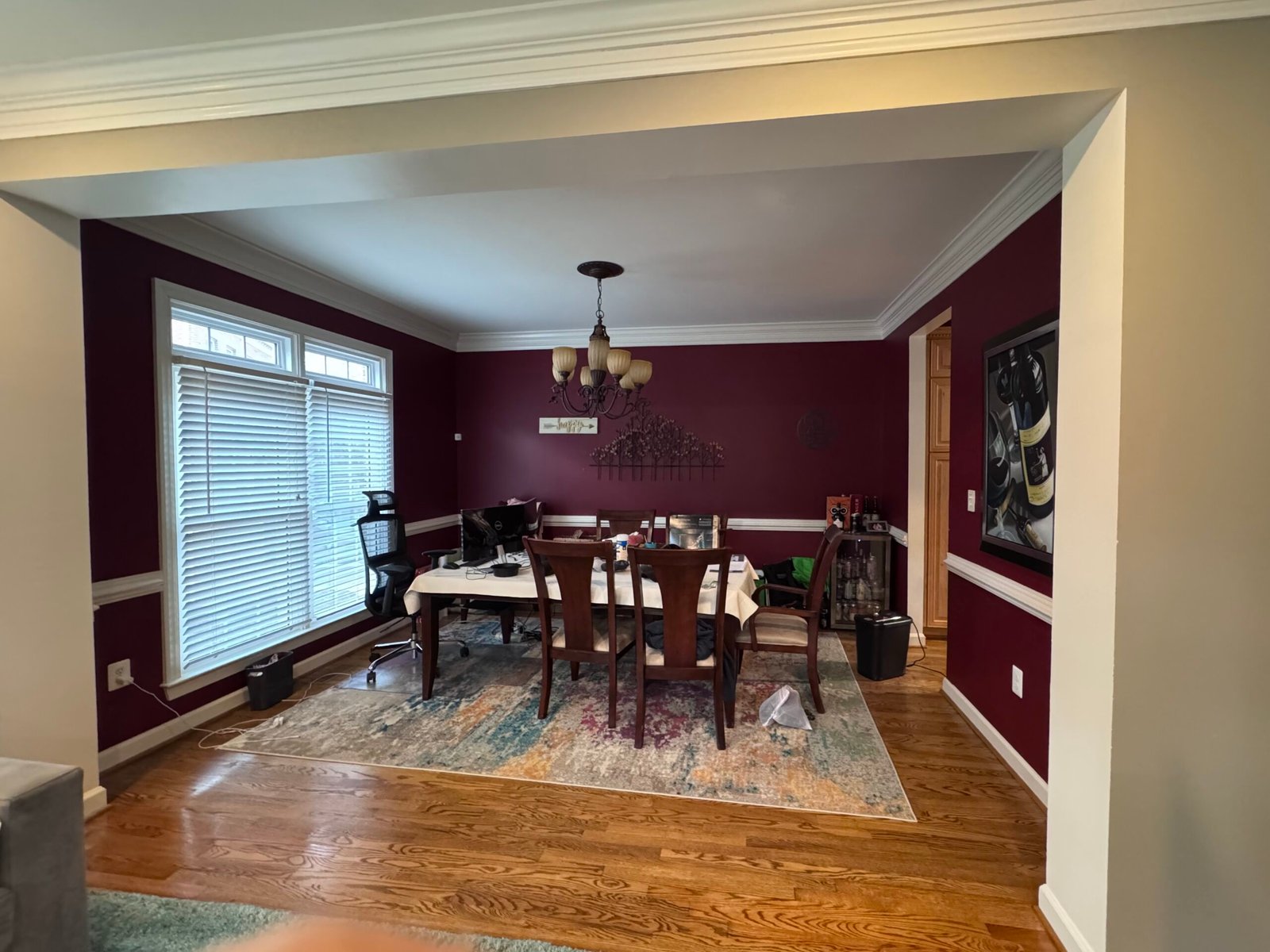 Finished hardwood floor repair after column removal in Arlington, VA