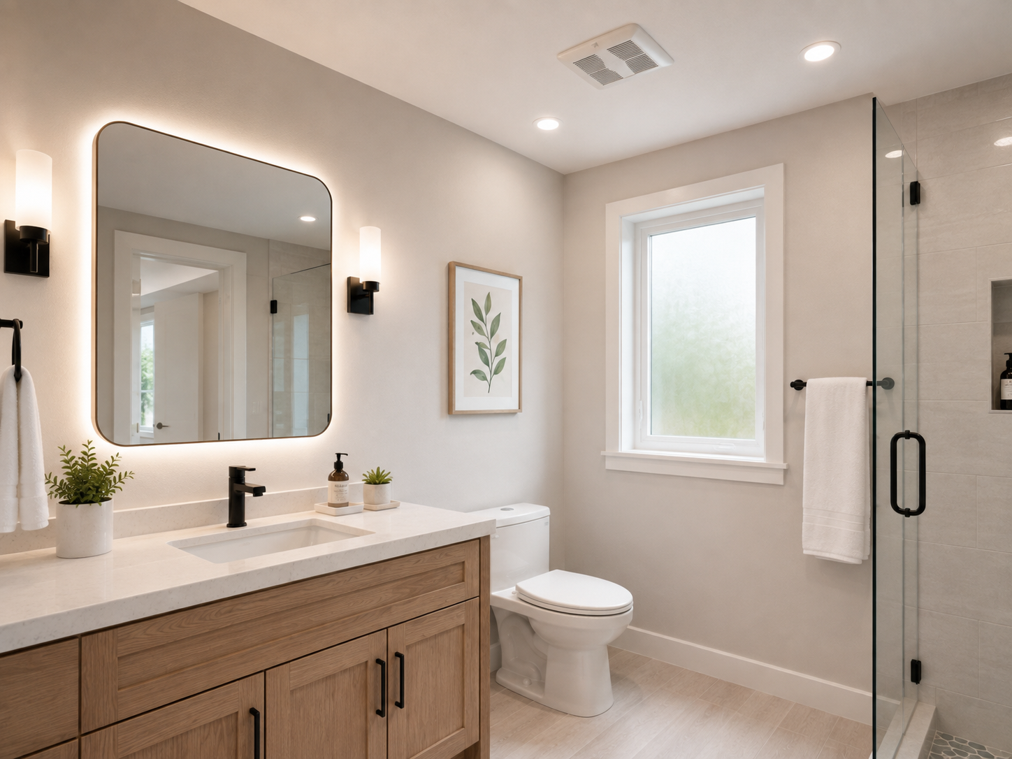 Bathroom lighting, ventilation and finish work in Arlington VA by Prime Build Solution