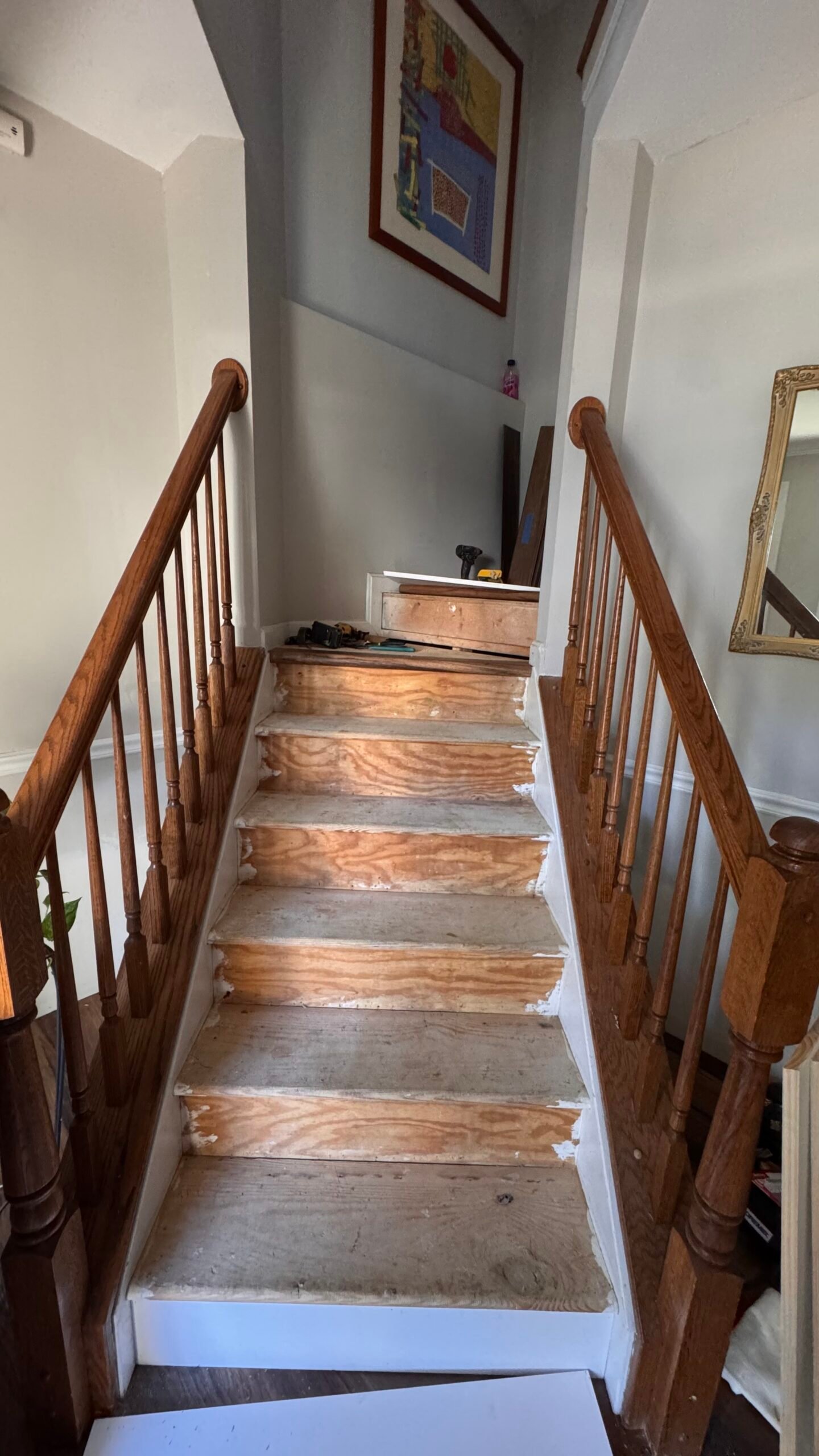 Staircase and flooring installation in progress in Arlington, VA